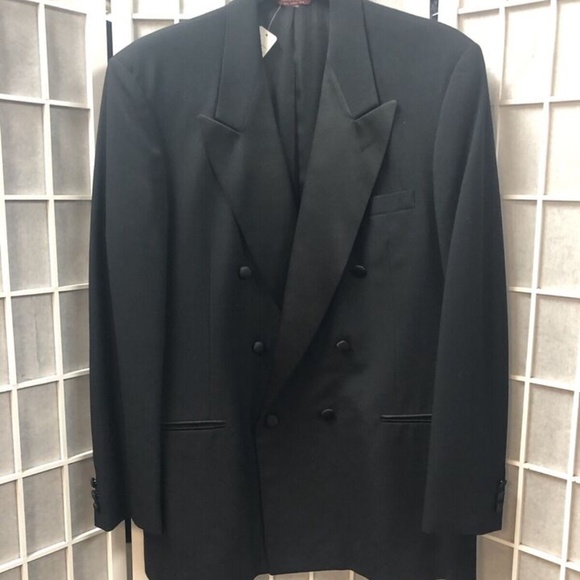 Stanley Blacker,Men,Formal suit,Black,Sz 32,Red braces,Crossed buttons,MadeUSA.! - Picture 3 of 15